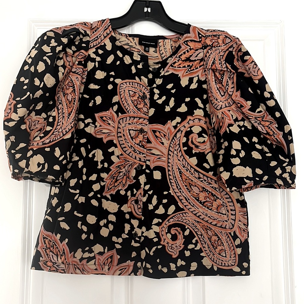 Who What Wear Button Down Puff Sleeve Blouse